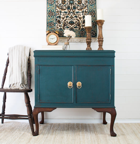 A Sideboard Console Transformation with Gaspe Green