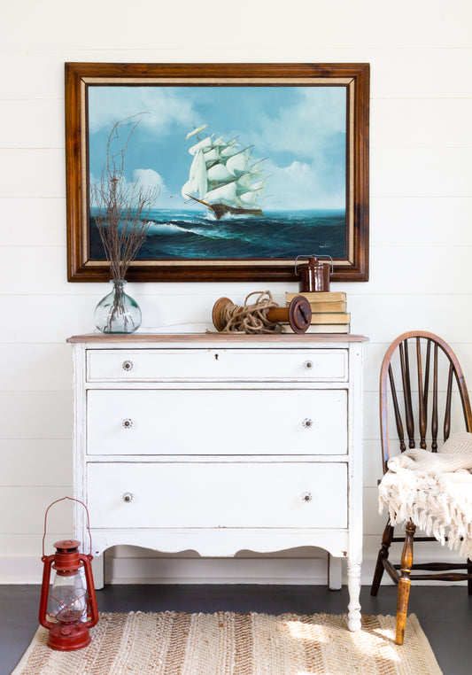White Milk painted dresser - Homestead House Milk Paint