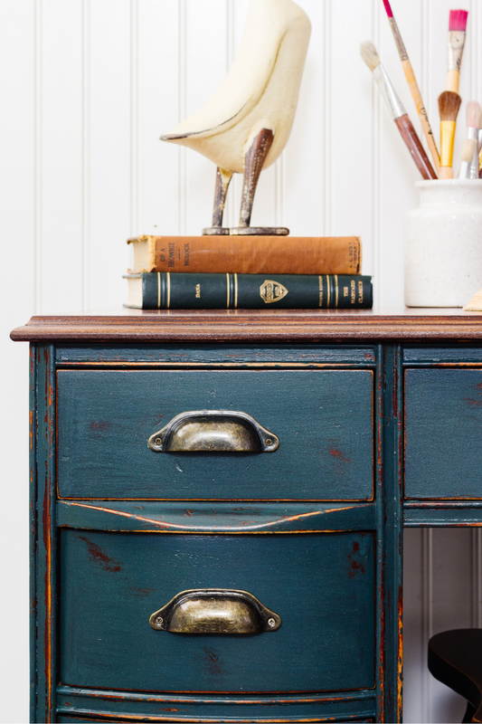 Kentucky Green desk Milk Paint Makeover