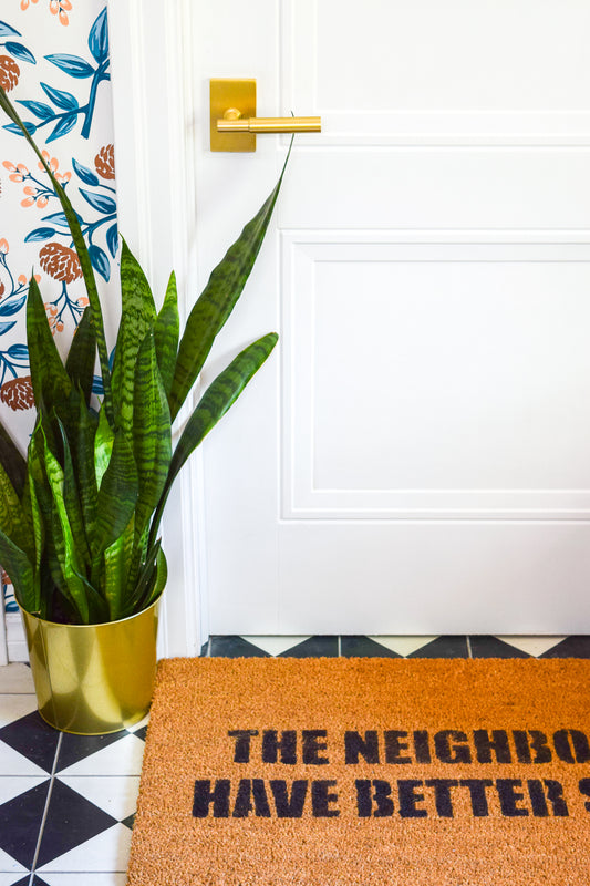 Stencilled ikea door mat - Homestead House Milk Paint
