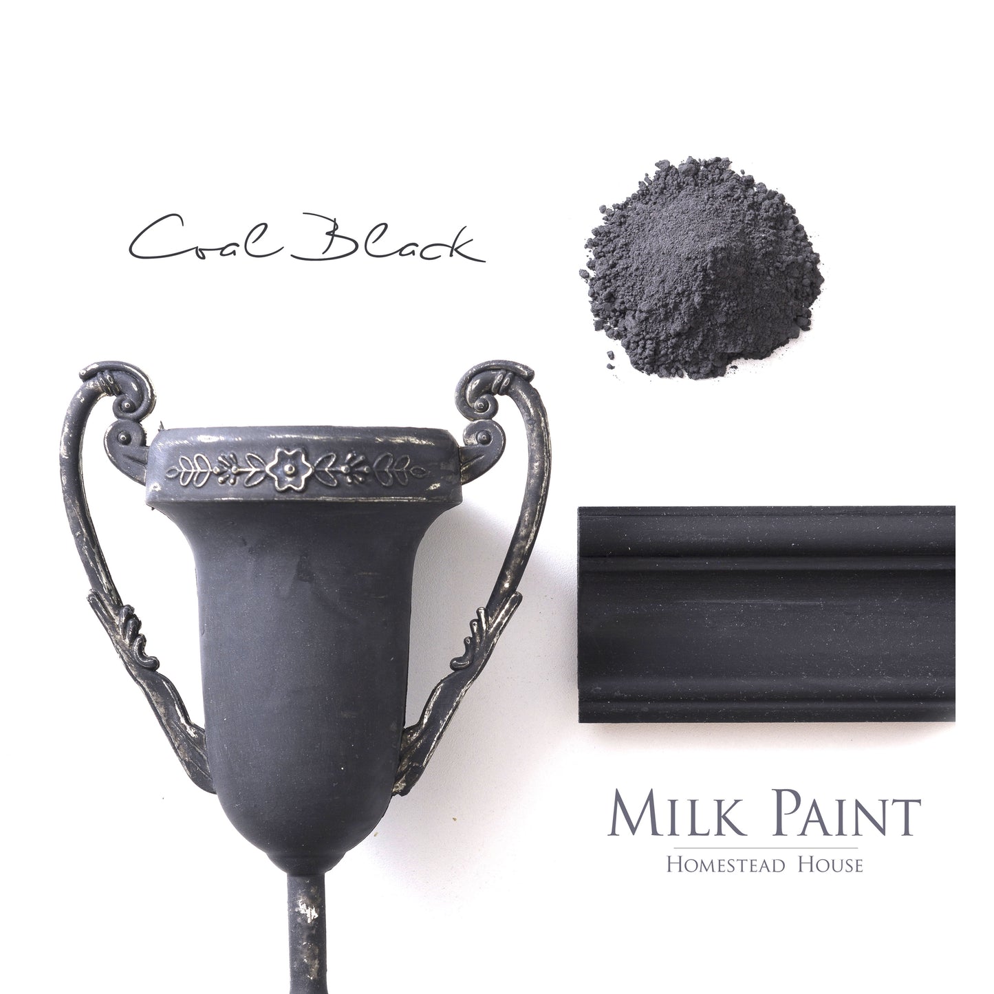 Milk Paint from Homestead House in Coal Black, A rich dark jet black. | homesteadhouse.ca