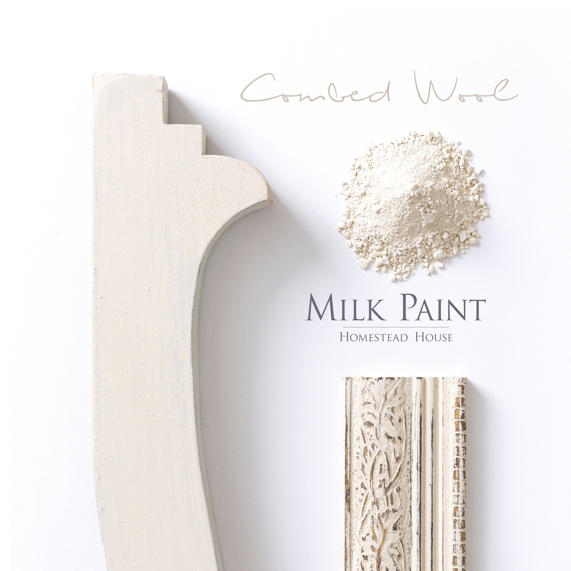 Milk Paint from Homestead House in Combed Wool, a muted aged yellow with a hint of soft green.  |  homesteadhouse.ca