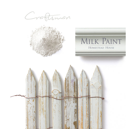Milk Paint from Homestead House in Craftsman, A mid-tone green with a slight yellow ochre hue. | homesteadhouse.ca