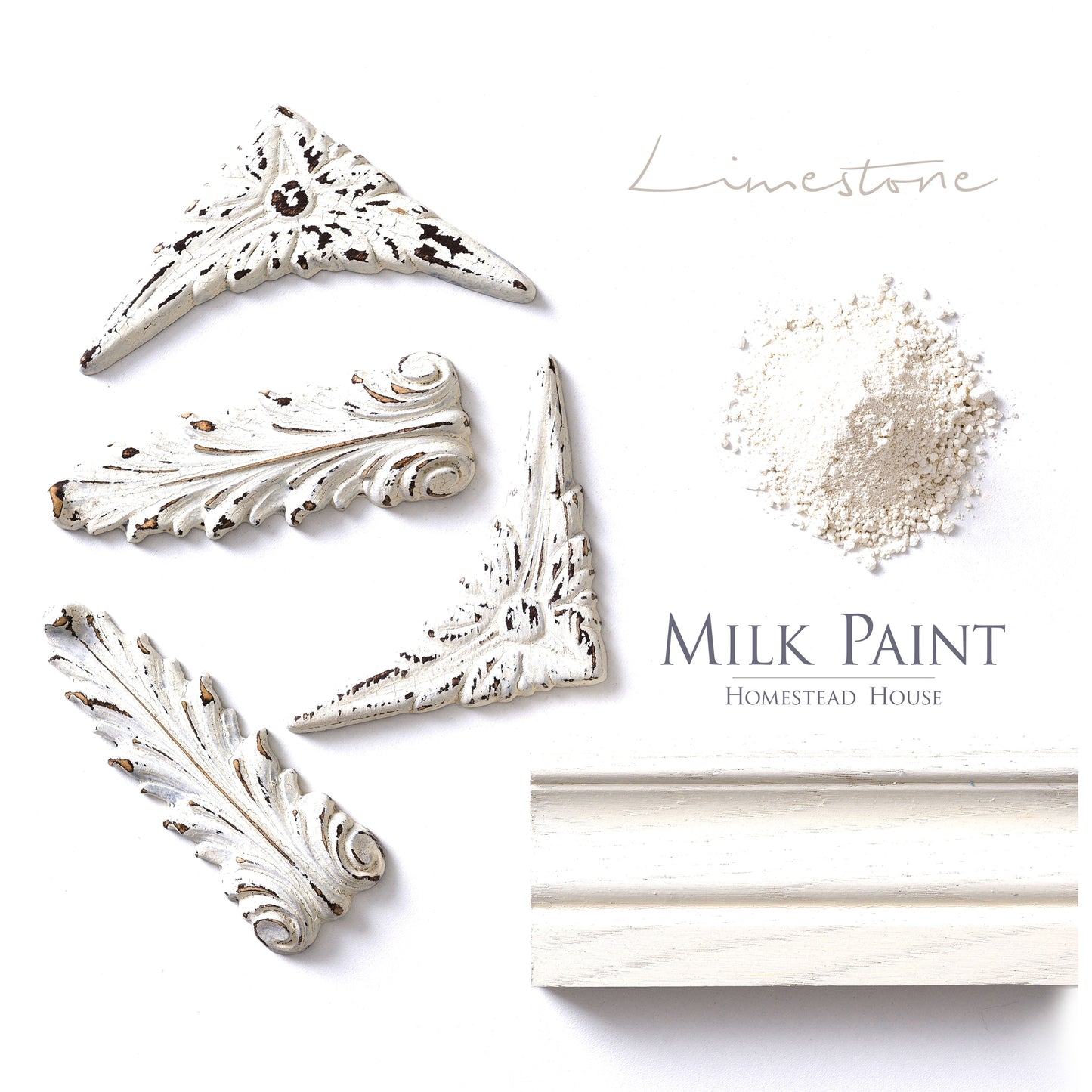 Milk Paint from Homestead House in Limestone, this old stone white has just a hint of earthy yellow. | homesteadhouse.ca