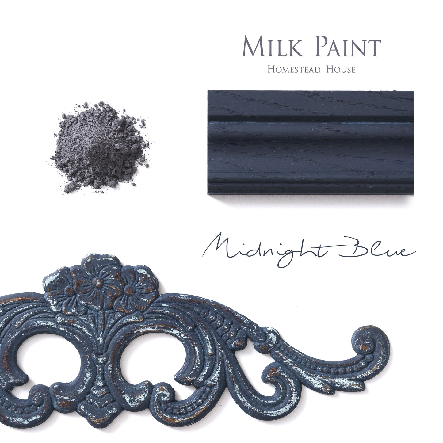 Milk Paint from Homestead House in Midnight Blue, This dark navy blue has a strong black undertone. | homesteadhouse.ca