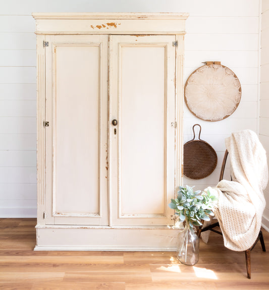 Refinishing an Old Armoire with Homestead House Milk Paint in Combed Wool