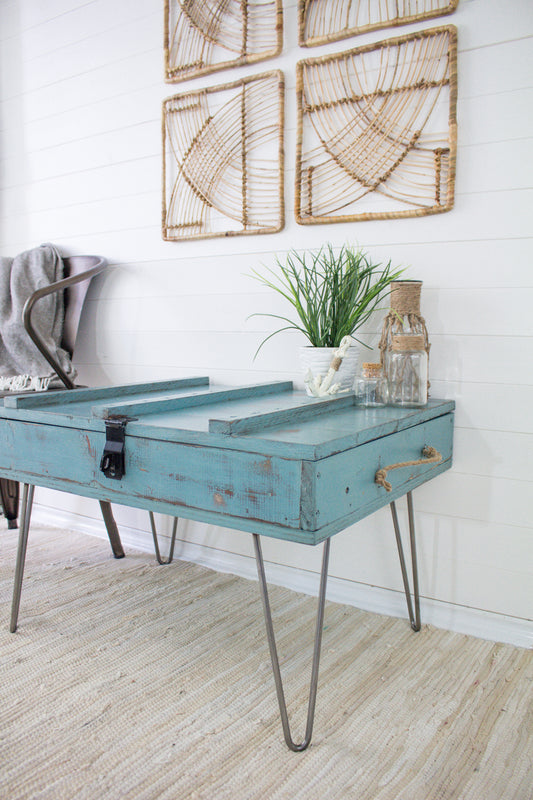 Painting a Console Table for a Worn and Weathered Look with Homestead House Niagara Green