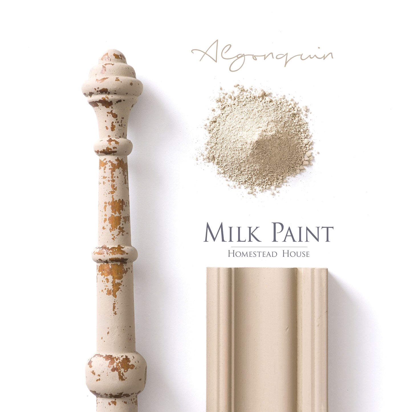 Milk Paint from Homestead House in Algonquin, a deep neutral that is saturated with a warm beige.  |  homesteadhouse.ca