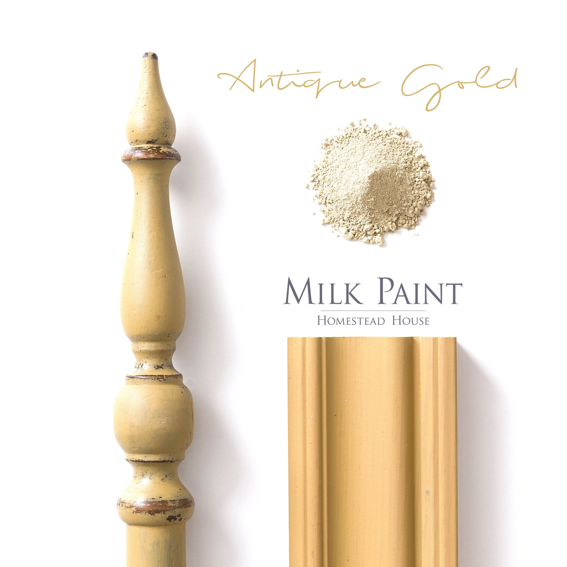 Milk Paint from Homestead House in Antique Gold, A deep muted yellow with a  hint of green-grey.  |  homesteadhouse.ca