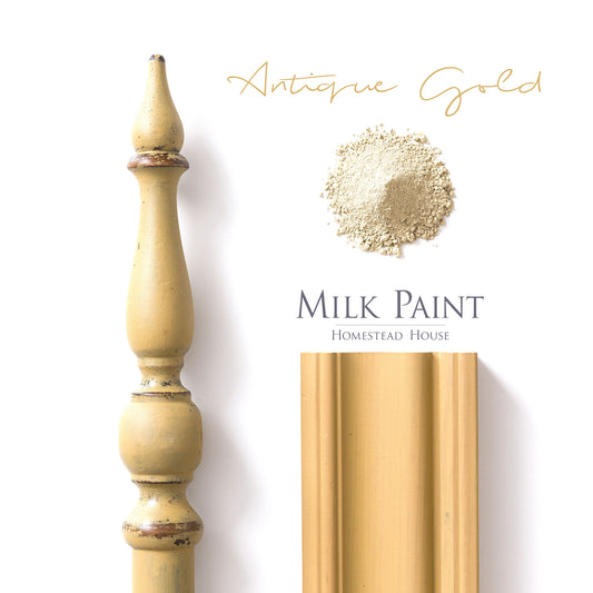 Milk Paint from Homestead House in Antique Gold, A deep muted yellow with a hint of green-grey. | homesteadhouse.ca