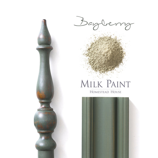Milk Paint from Homestead House in Bayberry, A rich deep muted leaf green. | homesteadhouse.ca