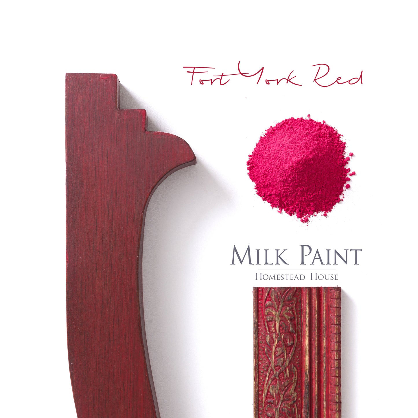 Milk Paint from Homestead House in Fort York Red, a bold yet cheerful bright red.  |  homesteadhouse.ca