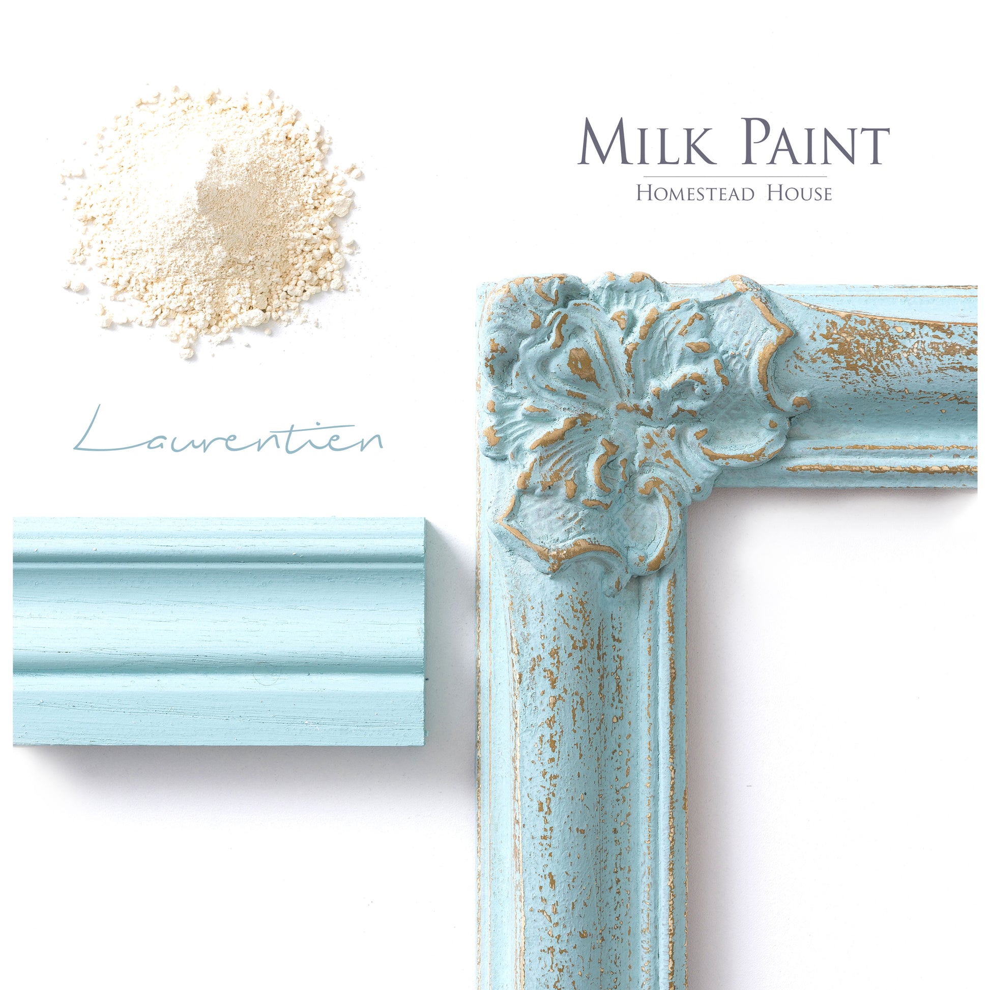 Milk Paint from Homestead House in Laurentian, a pale sea-glass blue .  |  homesteadhouse.ca