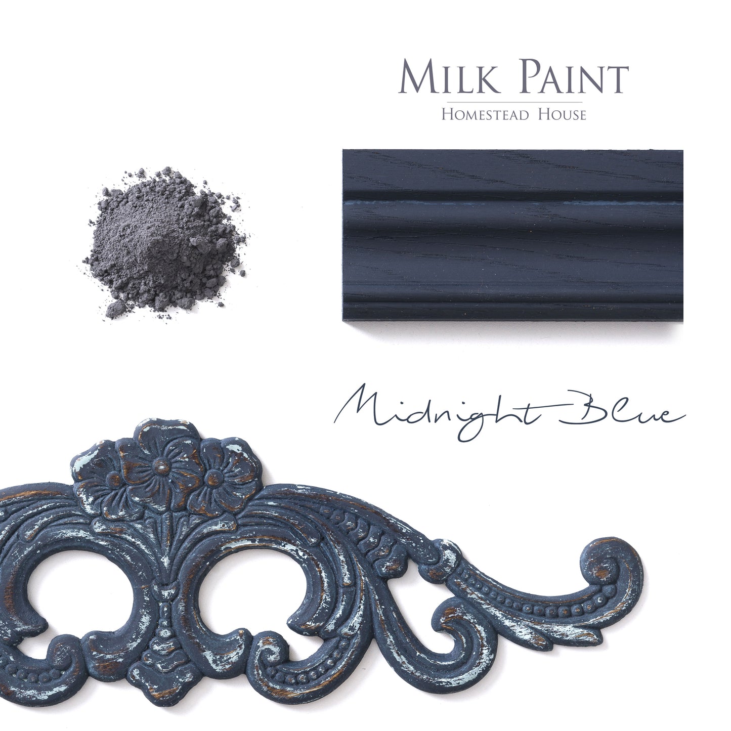 Milk Paint from Homestead House in Midnight Blue, This dark navy blue has a strong black undertone.  |  homesteadhouse.ca