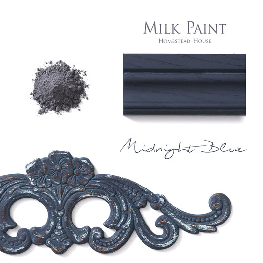 Milk Paint from Homestead House in Midnight Blue, This dark navy blue has a strong black undertone | homesteadhouse.ca