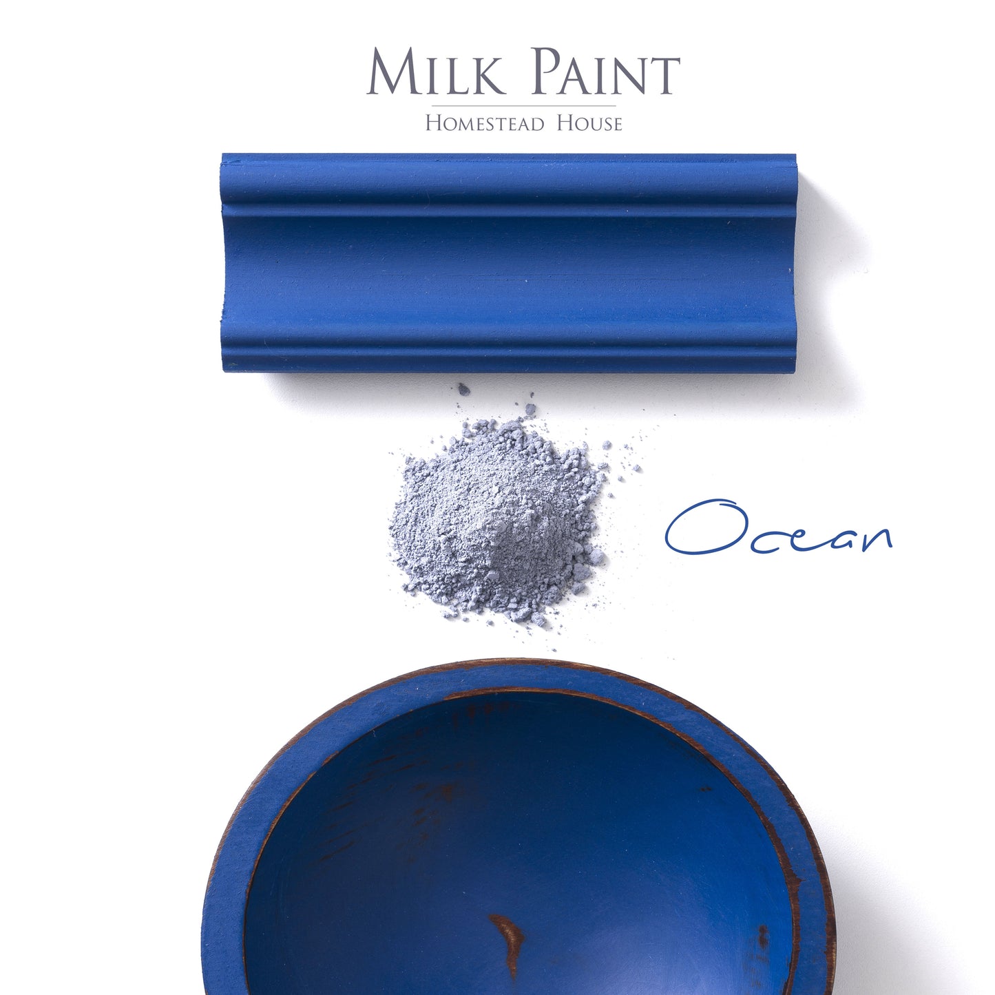 Milk Paint from Homestead House in Ocean, deep rich true blue.  |  homesteadhouse.ca