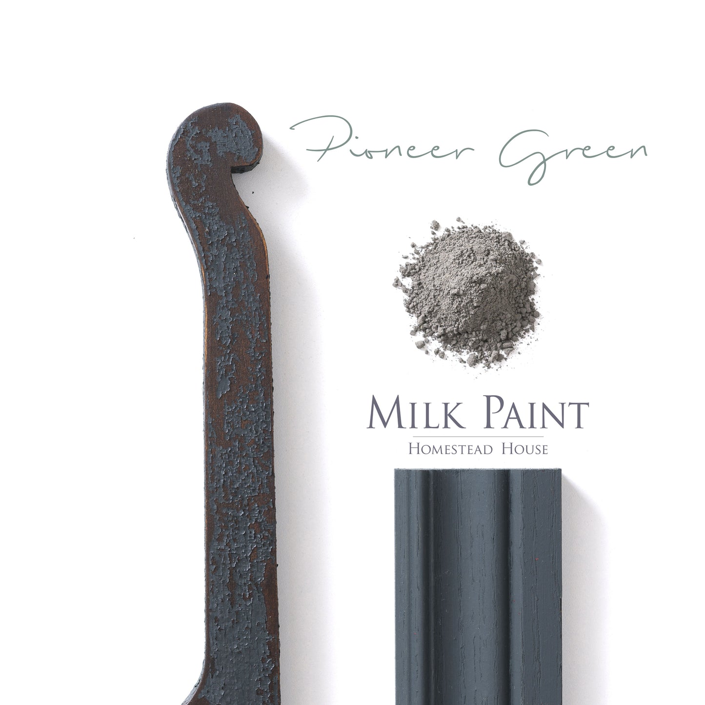 Milk Paint from Homestead House in Pioneer Green, our deepest darkest green which has a black hue.  |  homesteadhouse.ca